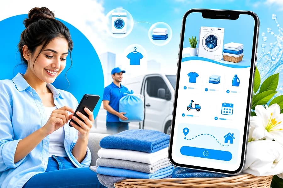 On demand laundry app with pickup scheduling order tracking and digital payments