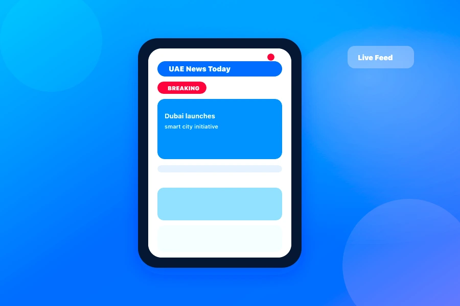 News app development with breaking news feed and live updates on mobile