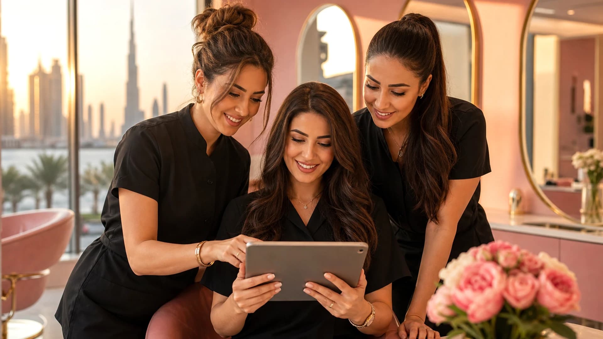 Dubai beauty technology team collaborating on a salon app with booking management and wellness operations