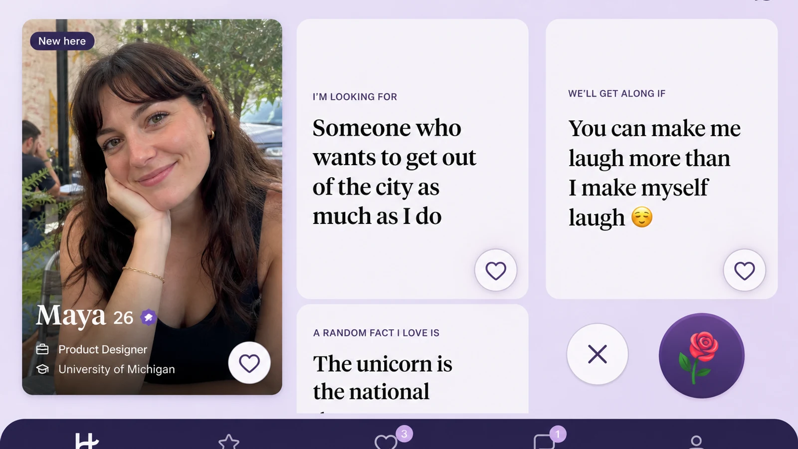 Hinge inspired dating app preview