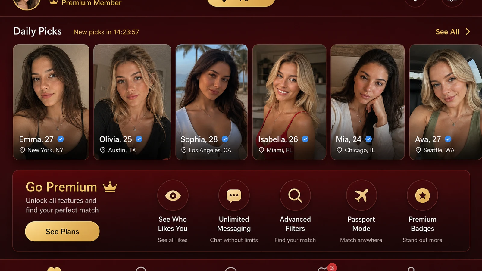 Match inspired swipe dating app preview