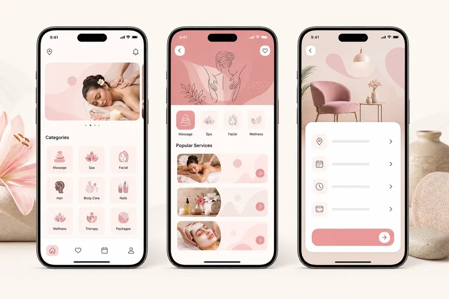 Justlife inspired massage booking app preview